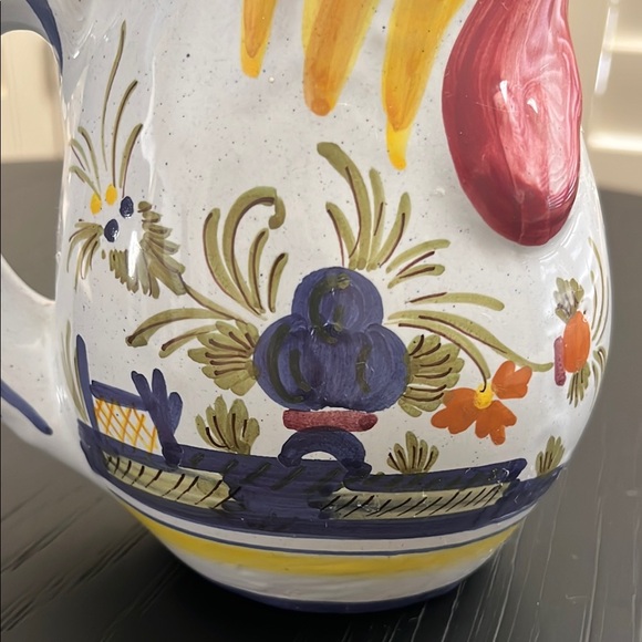 Vintage Signed Deruta Colorful Rooster Ceramic Hand Painted Pitcher from Italy - Picture 11 of 16